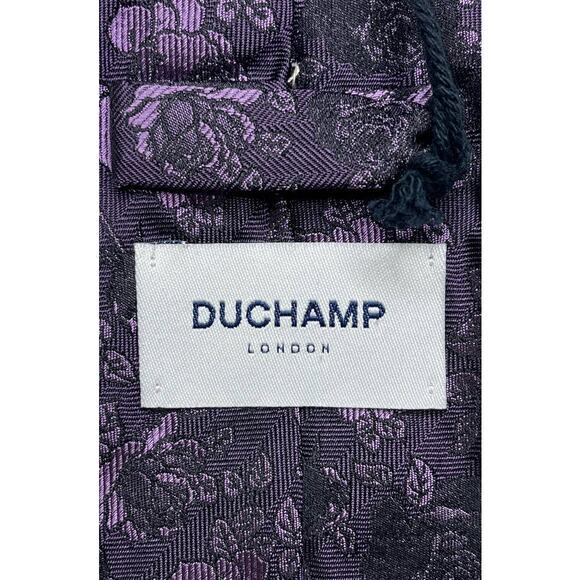 5-97 DUCHAMP Tie Floral 100% Silk Purple - Picture 5 of 6